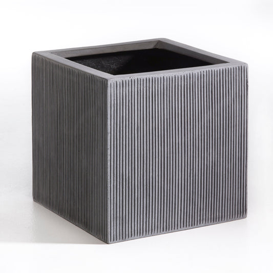 Matsort kvadratisk krukke i stilrent design fra LIGHT-serien, 30x30x30 cm, perfekt til grønne planter.