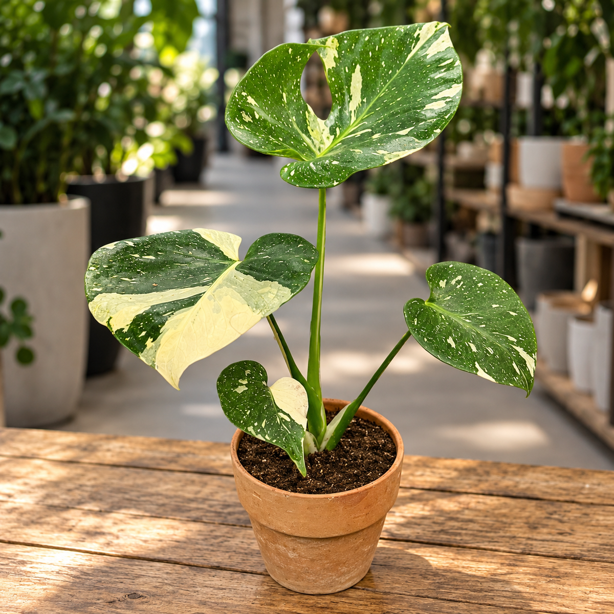 Monstera ‘Thai Constellation’ 45–50 cm inkl. lerkrukke