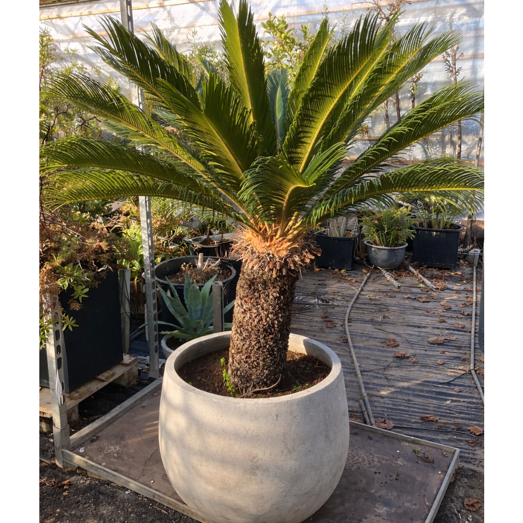 Second Hand Koglepalme 160 cm – Eksklusiv Cycas Revoluta i Cementkrukke
