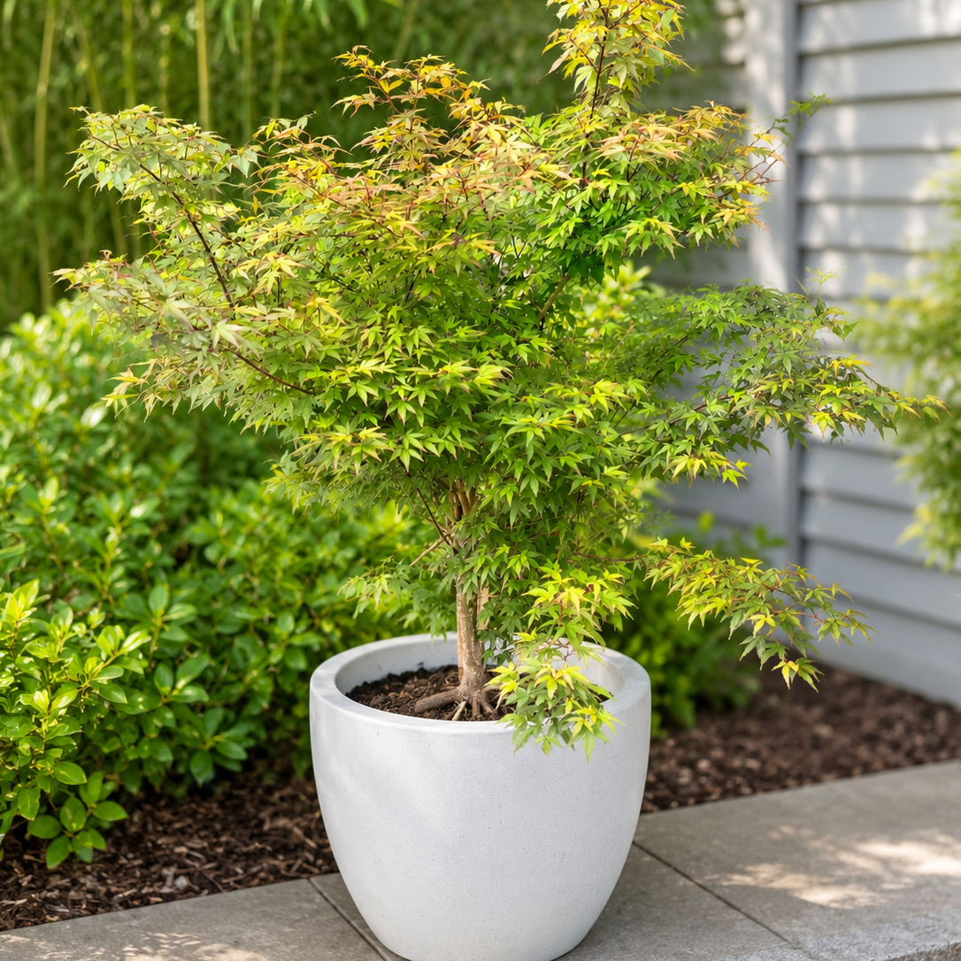 Second Hand Japansk Ahorn – Acer palmatum på 140 cm i Hvid Krukke