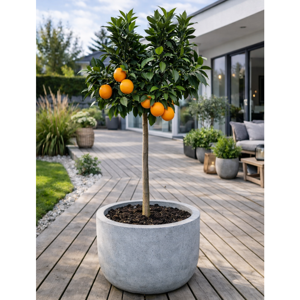 Appelsintræ (Citrus sinensis) i potte Ø24 – 130–150 cm høj