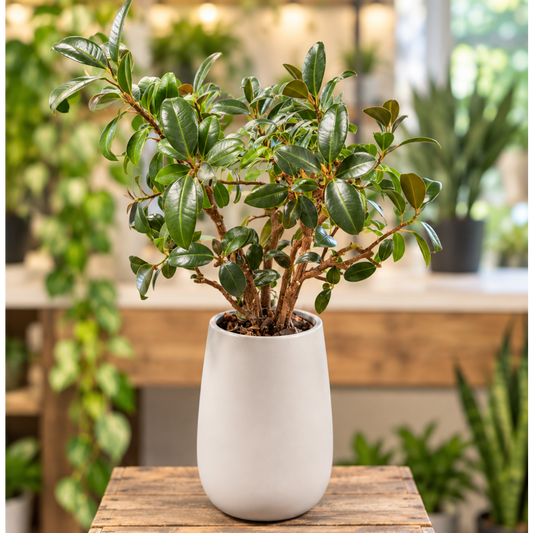 Second Hand Laurbærfigen – Ficus microcarpa 'Moclame' ca. 60 cm | Genbrugsplante