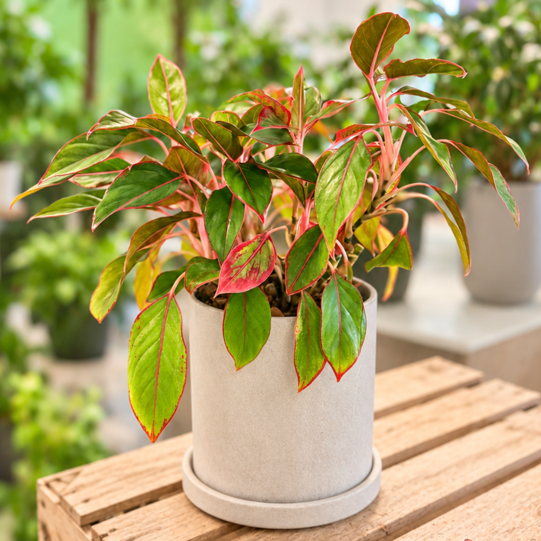 Second Hand Rød Sølvblad – Aglaonema 'Siam Aurora' ca. 40 cm | Genbrugsplante