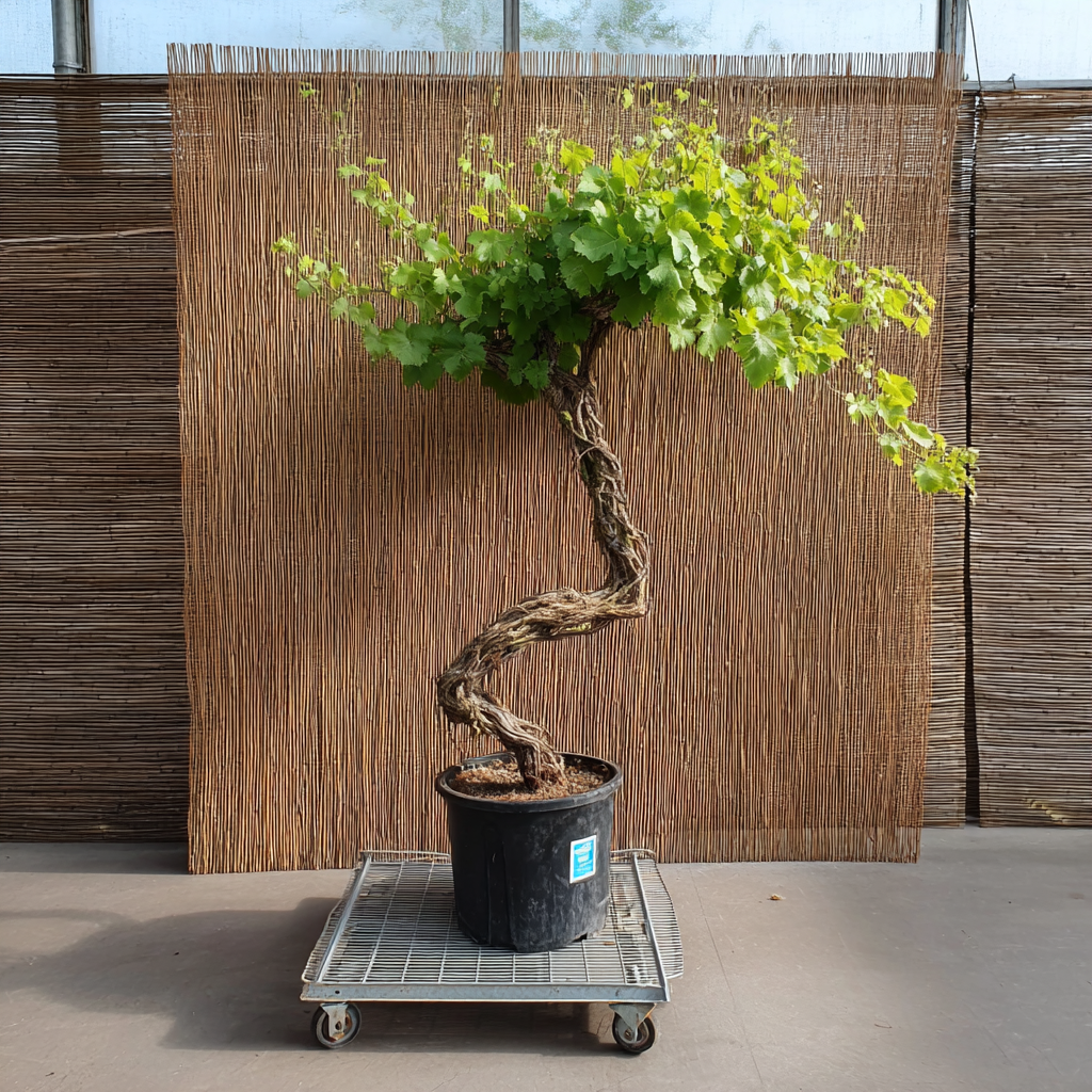 Gammel vinplante i 35ø sort plastkrukke – ca. 195 cm høj