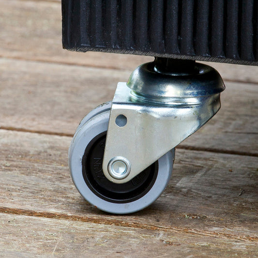 Dobbelt hjul med sving og lås til krukker, 50 mm diameter, ideelt til at gøre planter mobile og lette at flytte.
